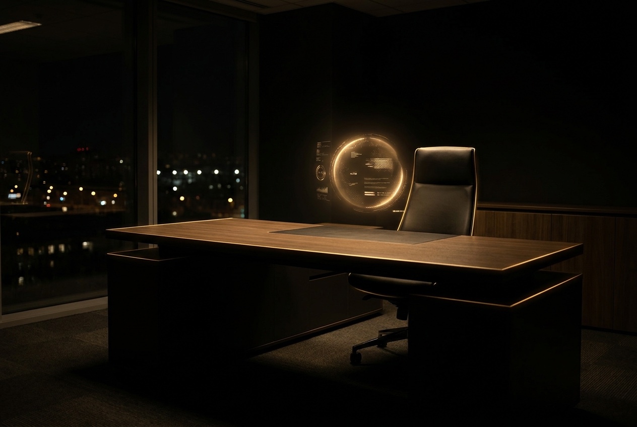 A focused person sitting at a clean desk with a phone showing a single clear task, morning light coming through the window