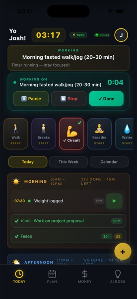 Active task timer — Morning fasted walk running